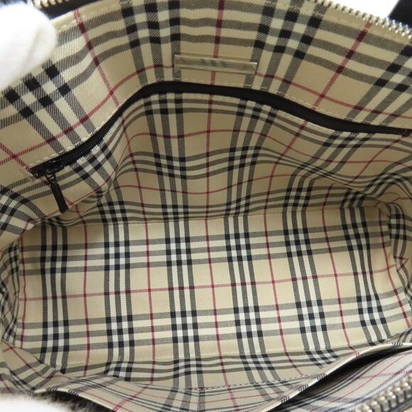 BURBERRY Leather Handbag Black Gold-tone Zipper Shoulder Bag - Picture 5 of 11